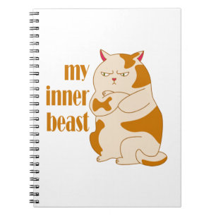 My inner beast lazy fat cat motivational quote notebook
