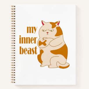 My inner beast lazy fat cat motivational quote notebook