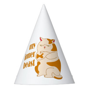 My inner beast lazy fat cat motivational quote party hat
