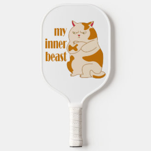 My inner beast lazy fat cat motivational quote pickleball paddle