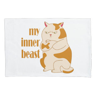 My inner beast lazy fat cat motivational quote pillowcase