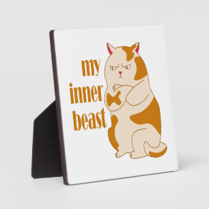 My inner beast lazy fat cat motivational quote plaque