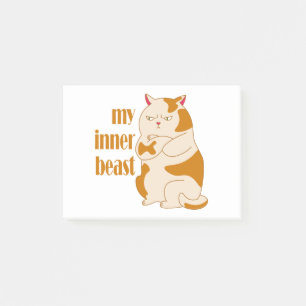 My inner beast lazy fat cat motivational quote post-it notes