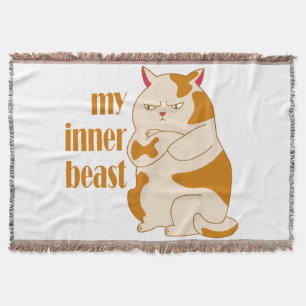 My inner beast lazy fat cat motivational quote throw blanket