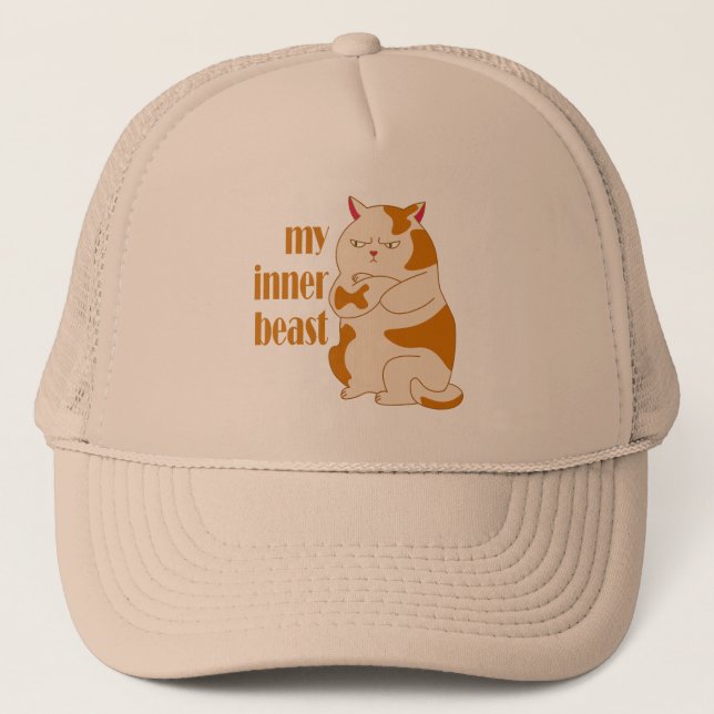 My inner beast lazy fat cat motivational quote trucker hat (Front)