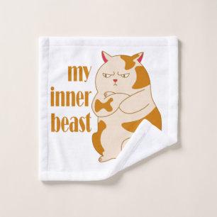 My inner beast lazy fat cat motivational quote wash cloth