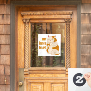 My inner beast lazy fat cat motivational quote window cling