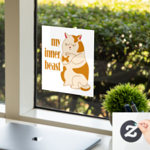 My inner beast lazy fat cat motivational quote window cling