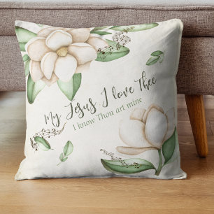 My Jesus I Love Thee Elegant Magnolia Throw Pillow
