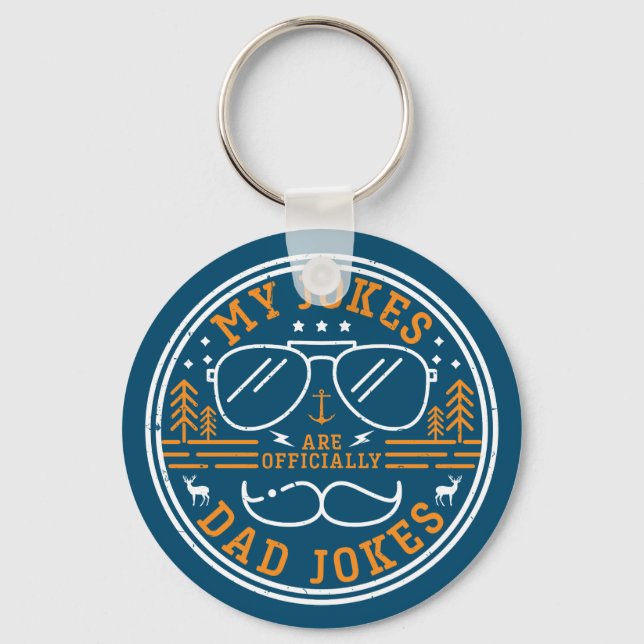 My Jokes Are Officially Dad Jokes Funny New Father Keychain (Front)