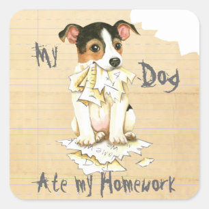 My JRT Ate My Homework Square Sticker
