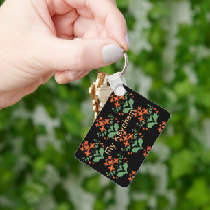 My Keychain text Flower Image Keychain 