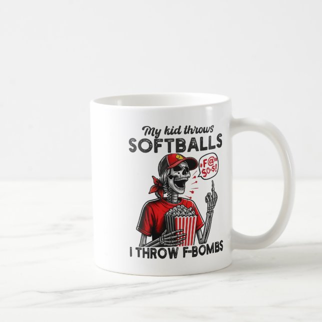 My Kid Throws Soft - I Throw F-bombs - Funny Softl Coffee Mug (Right)