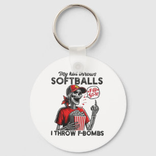 My Kid Throws Soft - I Throw F-bombs - Funny Softl Keychain