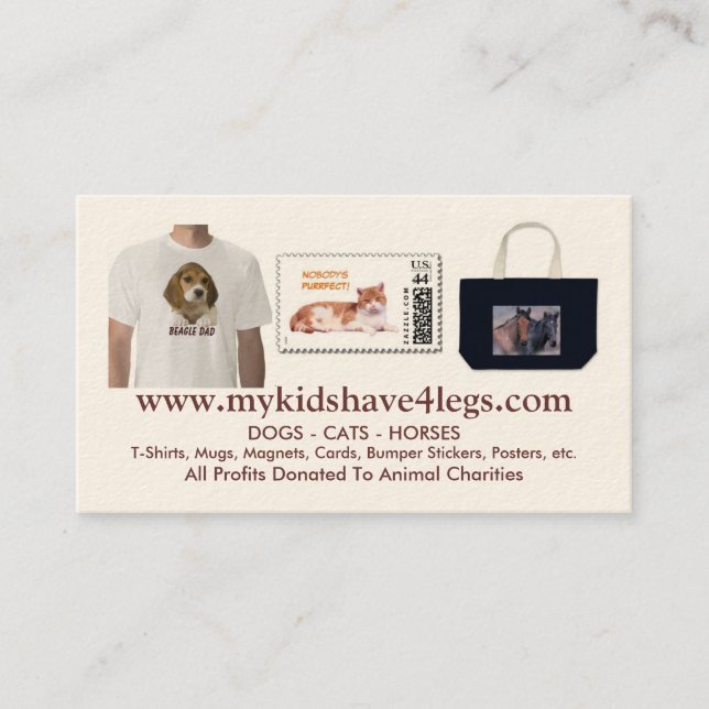 My Kids Have 4 Legs New Business Card (Front)