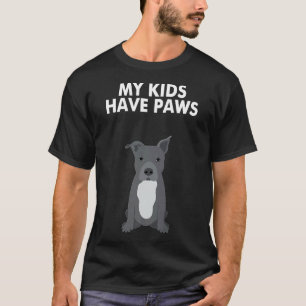My Kids Have Paws Cute And Funny Pitbull Dog T-Shirt