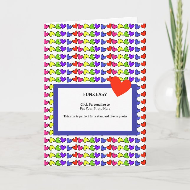 My Kid's Photo on Colourful Valentine's Day Card (Front)