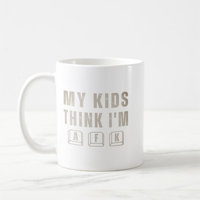 My Kids Think I’m AFK Funny Gamer Dad Humor Quote Coffee Mug (Left)