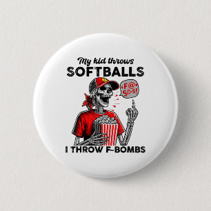 My Kids Throws Soft I Throw F-boms Skeleton Softll 2 Inch Round Button