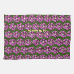  "my kitchen my Rule" elegant purpleflowers floral Towel