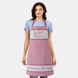 My Kitchen, My Rules Red Plaid Personalized Apron