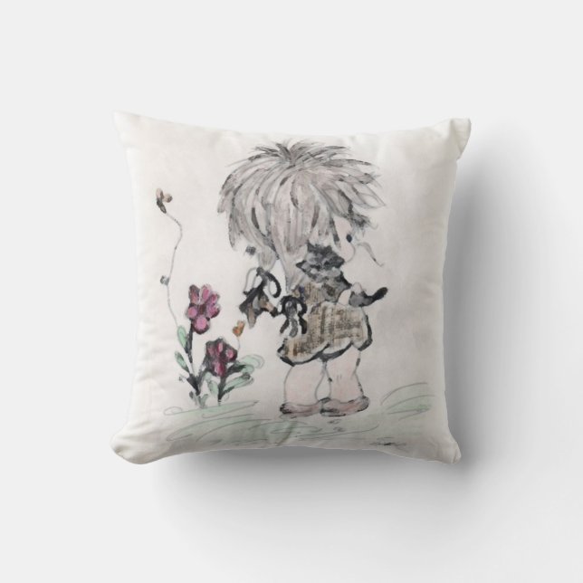 My Kitty and Me PB Throw Pillow (Front)