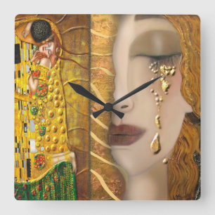 My Klimt Serie:Gold Square Wall Clock
