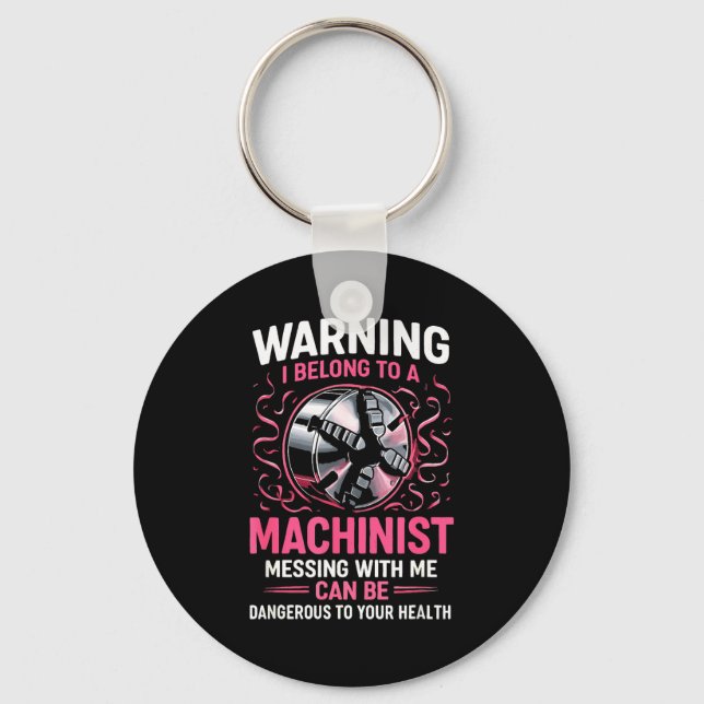 My Knight In Machinist Wife Girlfriend Funny Anniv Keychain (Front)