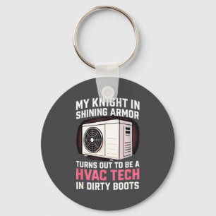 My Knight In Shining Funny Hvac Tech Wife Women Gi Keychain