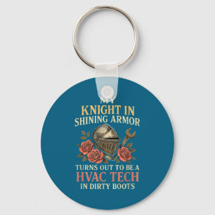 My Knight In Shining Funny Hvac Tech Wife Women Gi Keychain