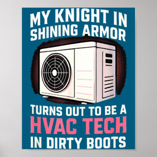 My Knight In Shining Funny Hvac Tech Wife Women Gi Poster