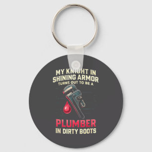 My Knight In Shining Funny Plumber Wife Women Girl Keychain