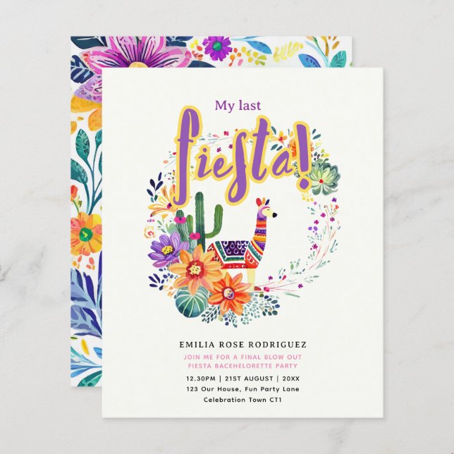 My Last Fiesta Bachelorette Party Cacti Theme (Front/Back)