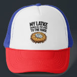 My Latke Bring All the Jews to the Yard Hanukkah Trucker Hat<br><div class="desc">My Latke Bring Jews, Hanukkah Food Meme, Latke Lover Humour, Jewish Culture Funny, Festive Potato Pancake, Hanukkah 2025, Traditional Food Joke, Hebrew Holiday Fun, Latke Obsession, Delicious Hanukkah</div>