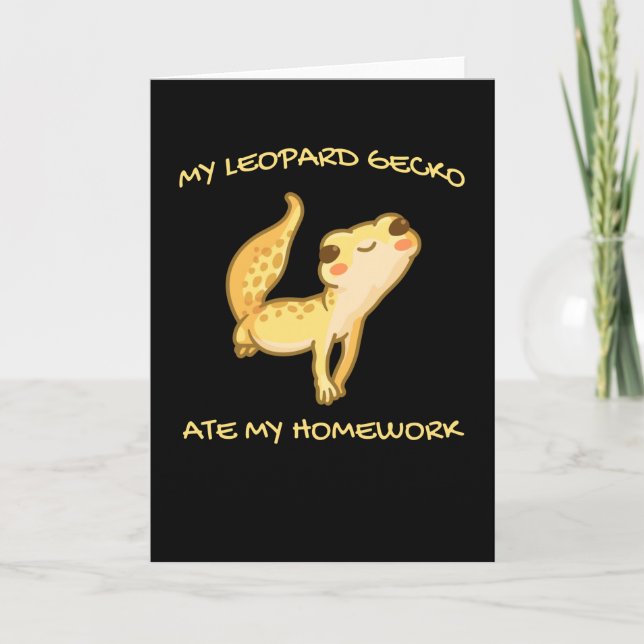 My Leopard Gecko Ate My Homework Gekko Men Lizard Card (Front)