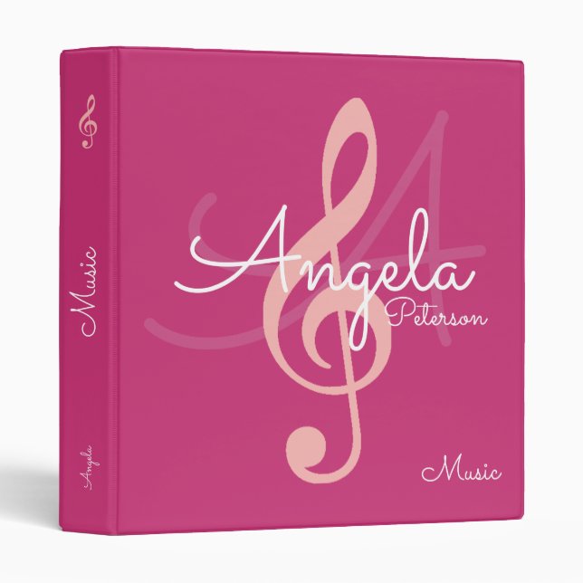 my lessons of music on monogrammed pink binder (Front/Spine)