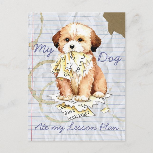 My Lhasa Apso Ate my Lesson Plan Postcard (Front)