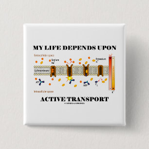 My Life Depends Upon Active Transport (Humour) 2 Inch Square Button