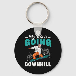 My Life Is Going Downhill Snowboarder Snowboarding Keychain