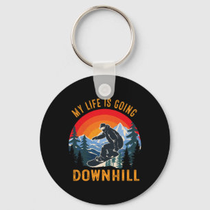 My Life Is Going Downhill Winter Snowboarding Spor Keychain