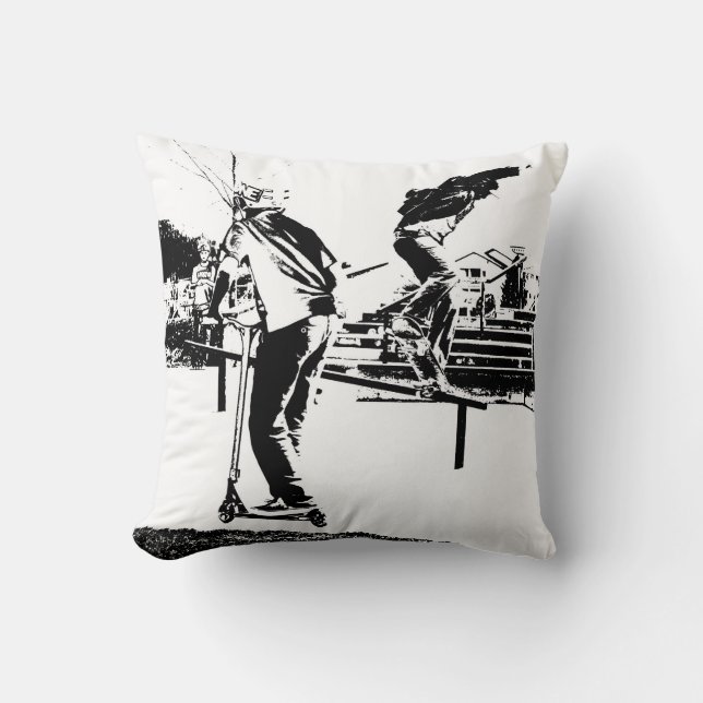 My Life is Skateboarding and Scootering  Throw Pillow (Front)