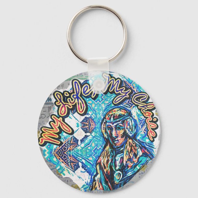 My Life, My Choice. Princess-like woman & Fractal Keychain (Front)