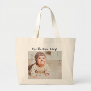 My Little Angel Teddy Photo   Custom Tote Bag