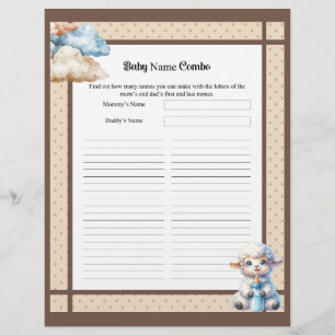 My Little Lamb_  Baby Name Combo Shower game Letterhead