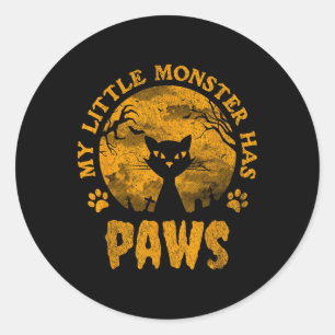 My Little Monster Has Paws Spooky Cat Classic Round Sticker