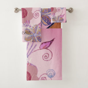 My Little Princess: Baby Pink Vector Inspirational Bath Towel Set