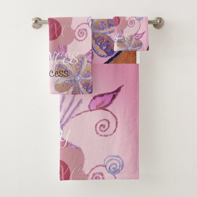 My Little Princess: Baby Pink Vector Inspirational Bath Towel Set (Insitu)
