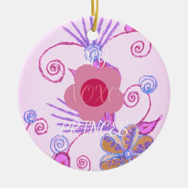 My Little Princess: Baby Pink Vector Inspirational Ceramic Ornament (Front)