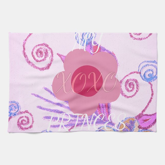 My Little Princess: Baby Pink Vector Inspirational Kitchen Towel (Horizontal)