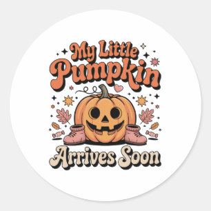 My Little Pumpkin Arrives Soon Pregnant Halloween  Classic Round Sticker